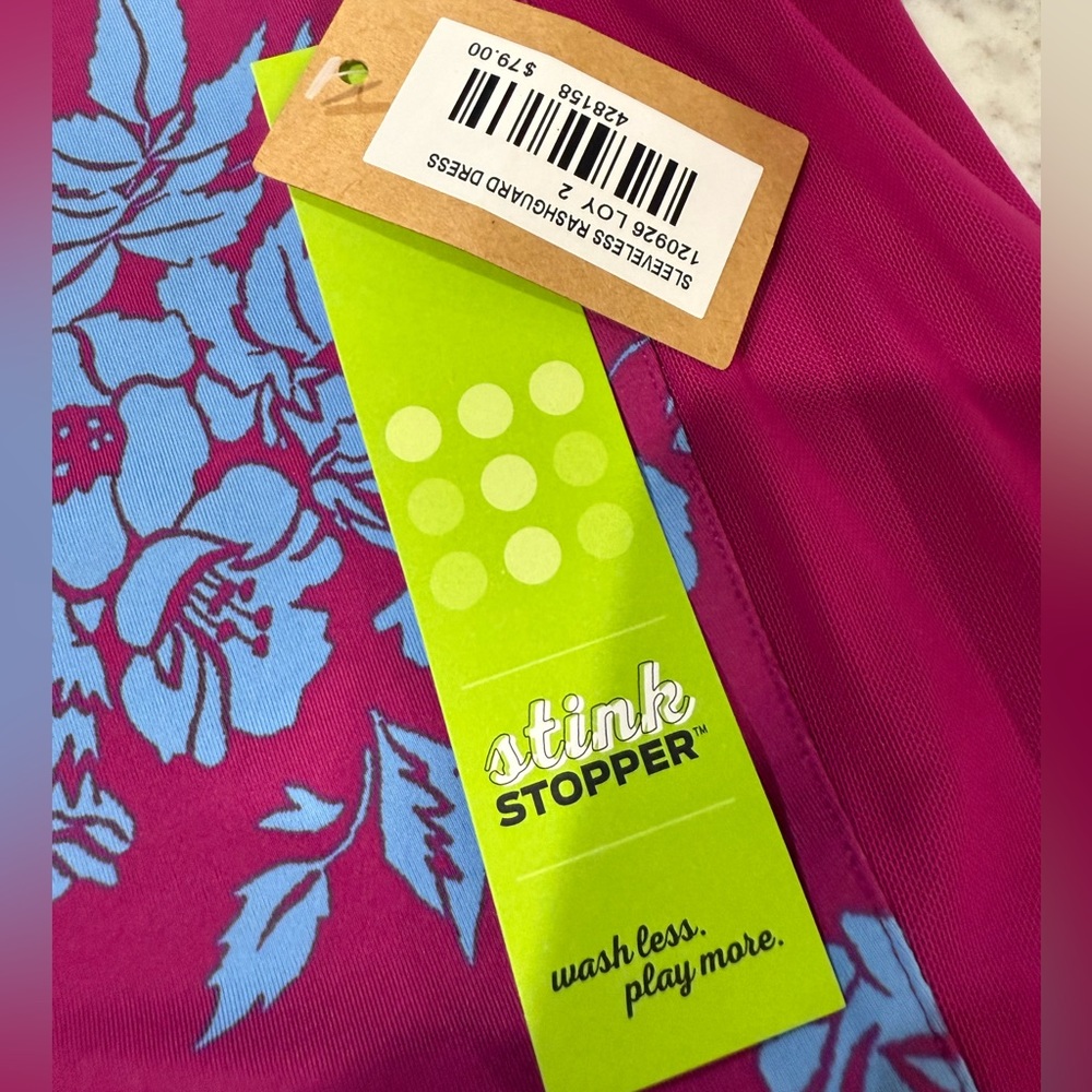NEW Title Nine Sunbuster Rashguard Dress Magenta Floral Cap Sleeve UPF 50 Sz‎ M - Picture 10 of 10